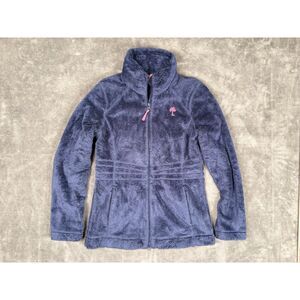 Lilly Pulitzer Maddie Fleece Zip Up Jacket Gray Pink Palm XS